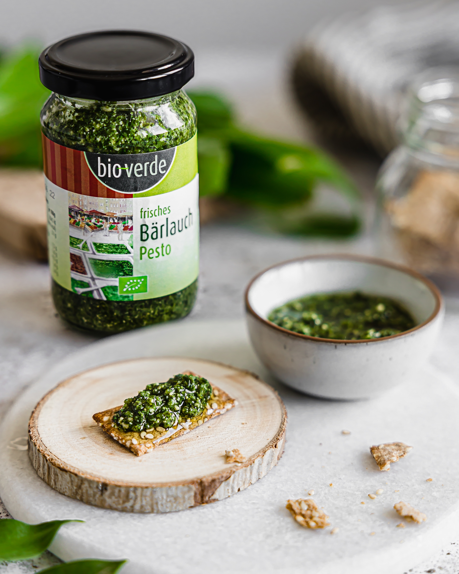 Bärlauch Pesto Polenta & Crackers