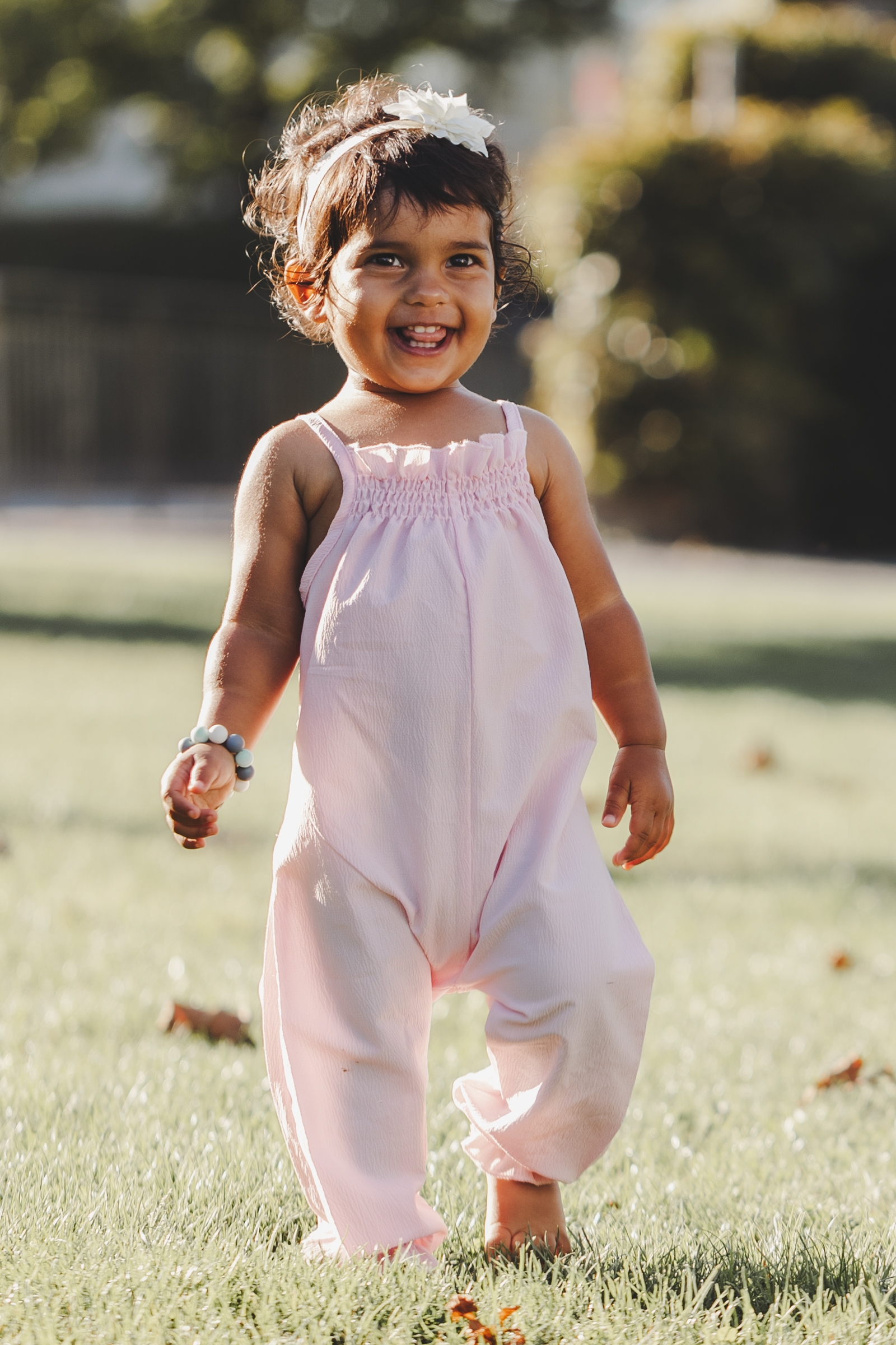 happy girl grass