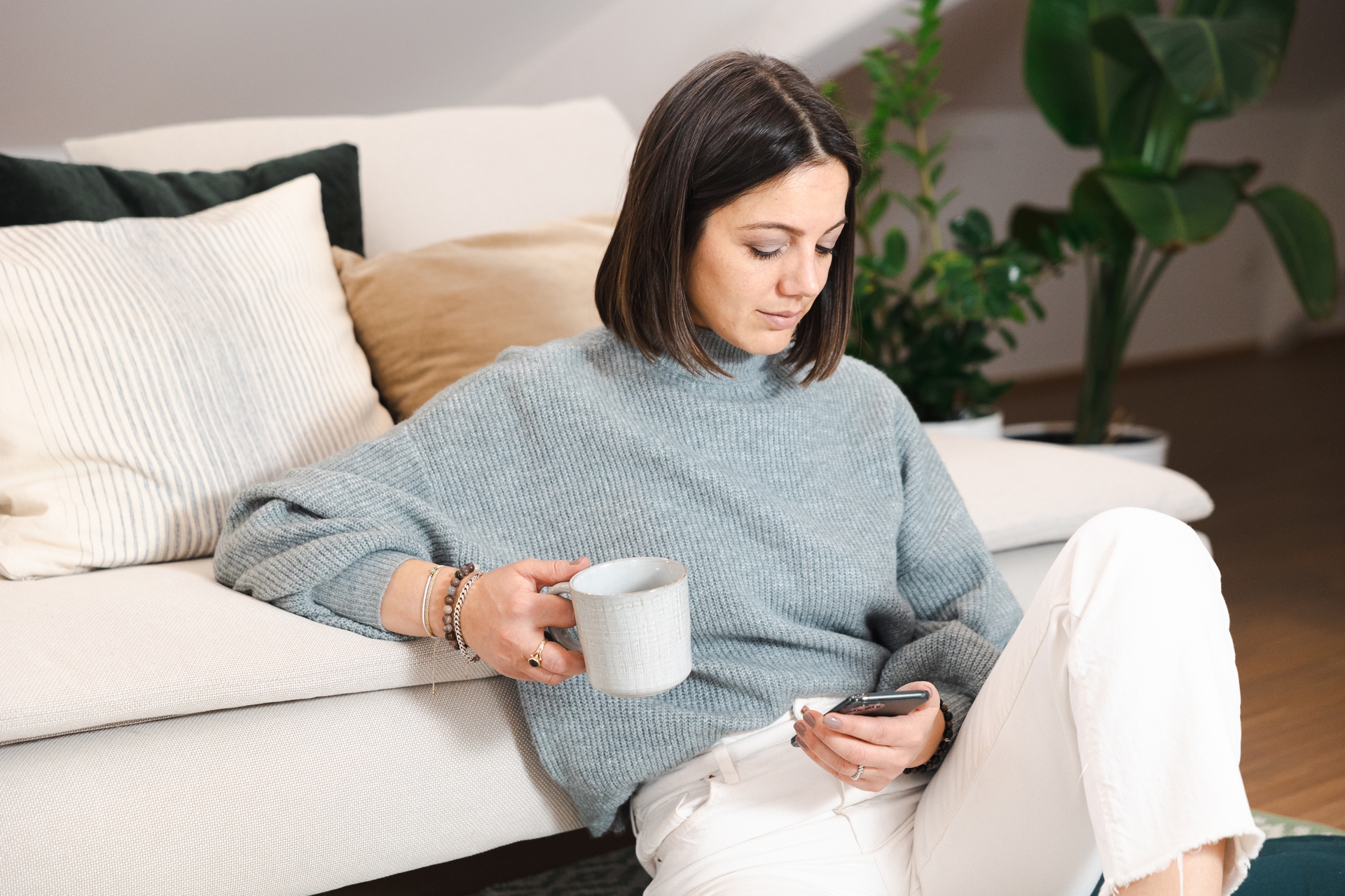 woman sitting floor