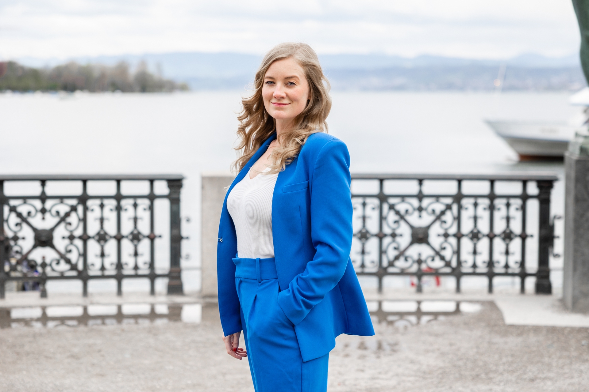business woman zurich lake